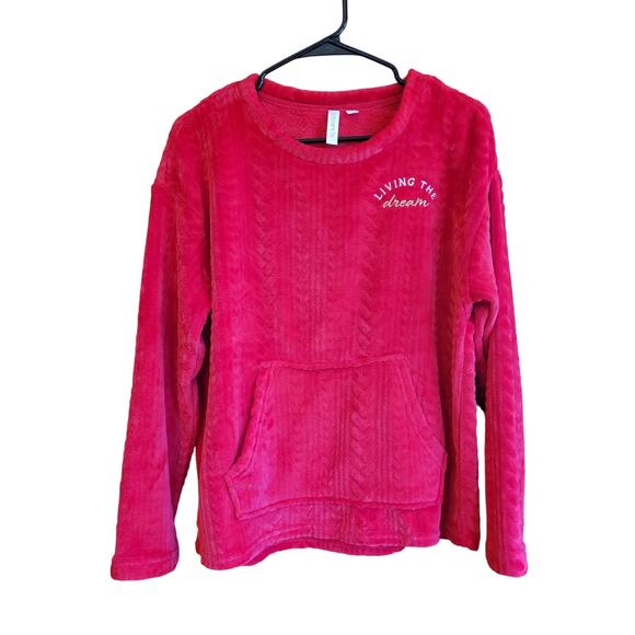 Joyspun Soft Living the Dream Long Sleeve Warm Fuzzy Pajama Top Pocket Size Med - Picture 1 of 7